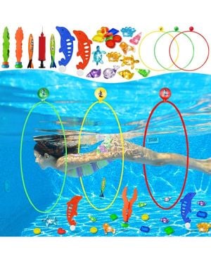 Gnuadz Pools Diving Rings Swim Thru Game Underwater Treasures Torpedo Bandits Fish Fun Water Swimming Teens S - Blue