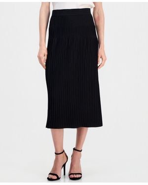Anne Klein Pull-on Pleated A-line Sweater Skirt - Black