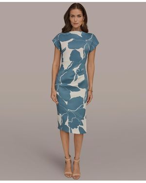 Donna Karan Boat Neck Midi Dress - Blue