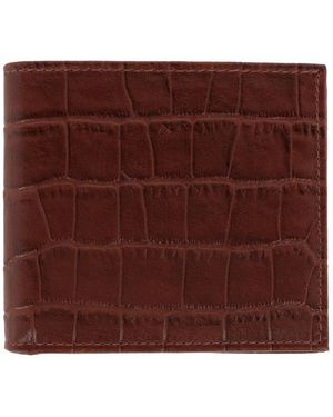 Trafalgar Esteban Croco Embossed Leather 8 Slot Bi-fold Wallet - Brown