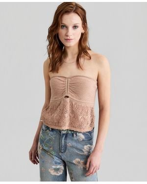 And Now This Strapless Sweater Tube Top - Blue