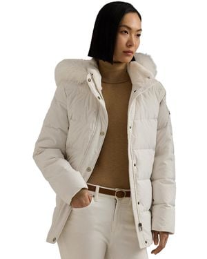 Ralph Lauren Petite Faux-fur Hooded Puffer Coat - Natural