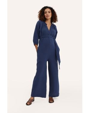 Nom Maternity Maternity Alma Nursing Jumpsuit - Blue