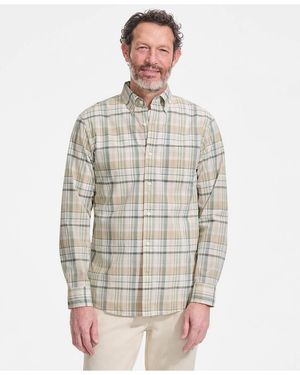 Lands' End Long Sleeve Madras Shirt - White