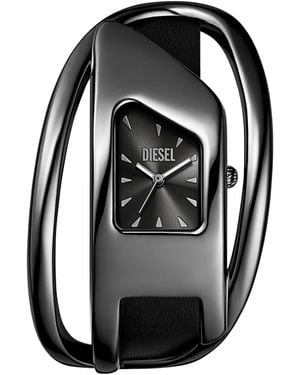 DIESEL Wrap-d Quartz Three-hand Leather Watch - Black