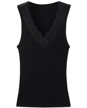 Mango Lace Lyocell Top - Black