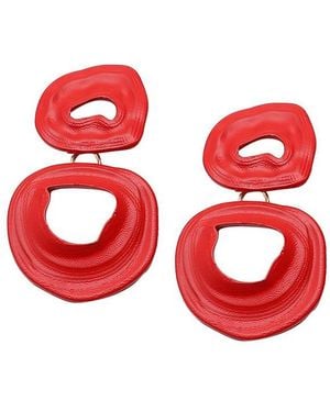SOH Circular Hollow Drop Earrings - Red