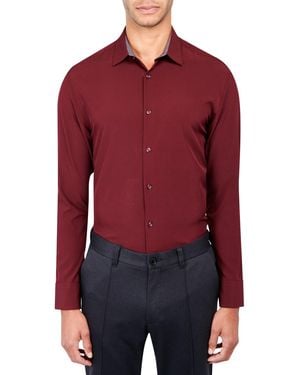 Con.struct Slim Fit Solid Performance Stretch Cooling Comfort Dress Shirt - Red
