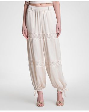 Avec Les Filles Lace Combo Balloon Pants - White