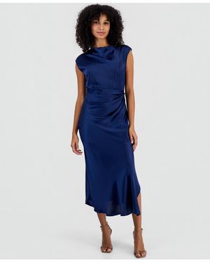 Sam Edelman Slim Max Lurex-pinstripe Sleeveless Satin Maxi Dress - Blue