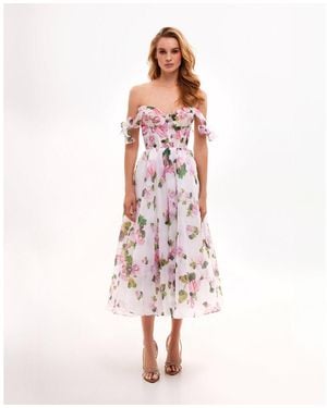 Milla Tender Floral Midi Tie-strap Dress - Pink