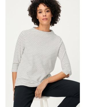 Olsen Scallop Stripe Jersey Top - White
