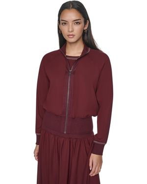 DKNY Lightweight Mixed-media Contrast-stitch Jacket - Red