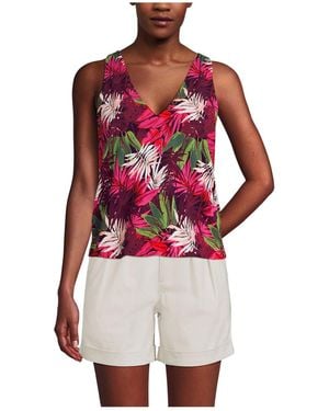 Lands' End Lightweight Jersey Blouson Vneck Tank - Red