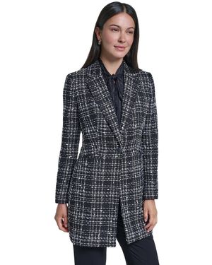 Calvin Klein Plaid One-button Long-sleeve Blazer - Blue