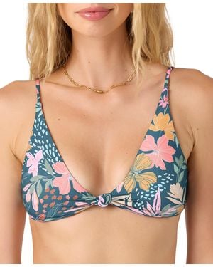 O'neill Sportswear Mila Floral Pismo Knot-front Bikini Top - Blue