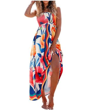 CUPSHE Party Favor Floral Maxi Beach Dress - Red