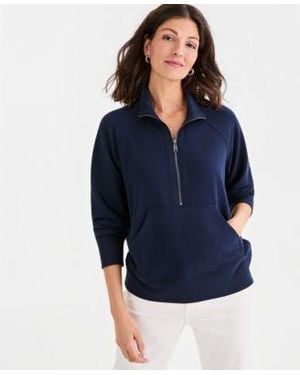 Style & Co. Style Co Luxsoft French Terry Half Zip Sweatshirt Macys Exclusive - Blue