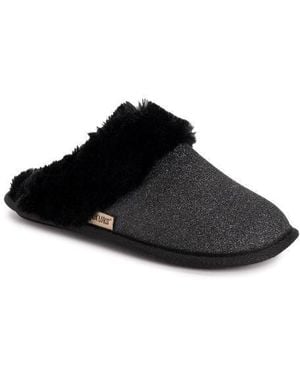 Muk Luks Angled Sparkle Scuff Slipper - Black