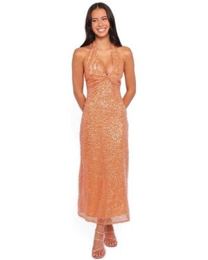 Petal & Pup Eisley Halter Sequin Midi Dress - White