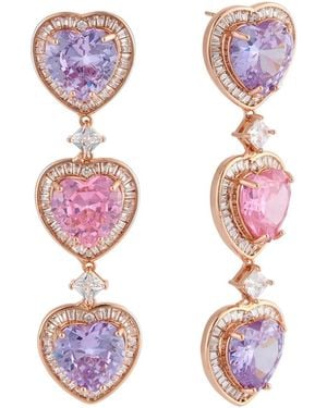 HEYMAEVE Rose 18k Plated Brass Pink And Purple Earrings