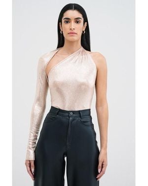 MARCELLA Manhattan Metallic One Shoulder Top - Black