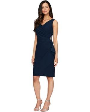 Alex Evenings Embellished Ruched Sheath Dress - Blue