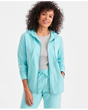 Style & Co. Zip-front Hooded Sweatshirt - Blue
