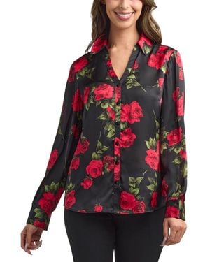 Bcx Floral Print Long Sleeves Collared Shirt