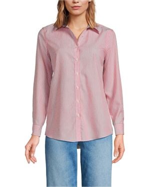 Lands' End No Iron Button Front Shirt - Red