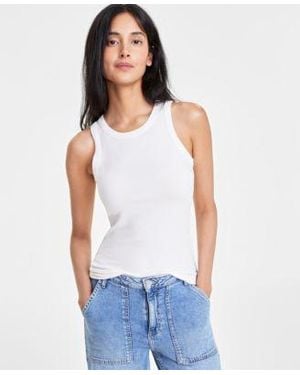 On 34th Ribbed High Neck Tank Top Xxs 4x Created For Macys - White