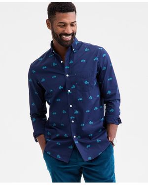 Club Room Long Sleeve Bicycle Print Button-down Shirt - Blue
