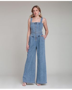 Avec Les Filles Zip-front Corset Jumpsuit - Blue