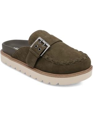 MIA Zaina Buckle Lug Sole Mules - Brown