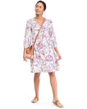 Style & Co. Printed Pintuck A-line Dress - Red