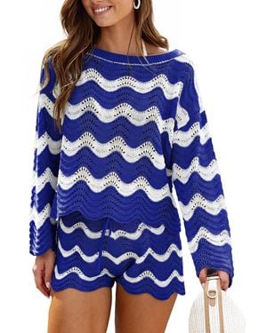 CUPSHE Castaway Cutie Striped Cover-up Top - Blue