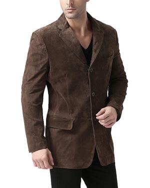 BGSD Men Robert Three-button Suede Leather Blazer - Brown