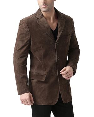 BGSD Men Robert Three-button Suede Leather Blazer - Brown