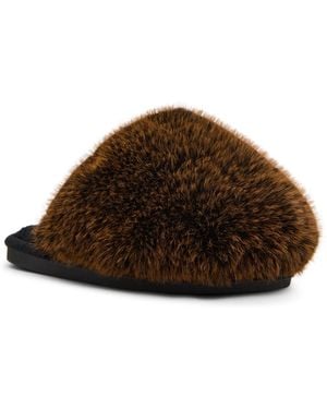 Steve Madden Poof Cozy Slides Slippers - Brown