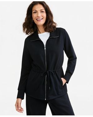 Style & Co. Petite Collared Neck Zip-front Jacket - Blue