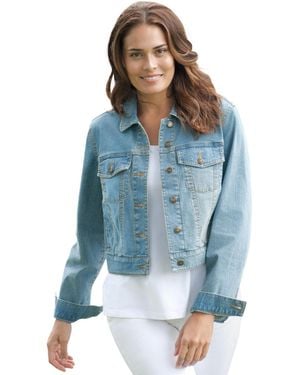 Woman Within Plus Size Stretch Denim Jean Jacket - Blue