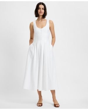 French Connection Satin Fit And Flare Scoop Neck Midi Dress - White