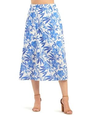Bcx Eyelet Print Pleated Pull-on Skirt - Blue
