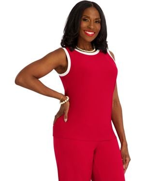 Kasper Crewneck Sleeveless Blouse - Red