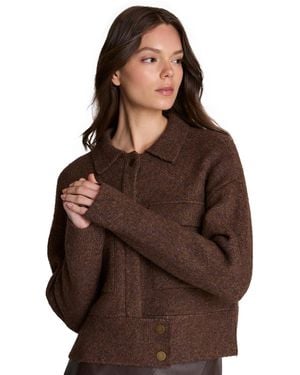 Kenneth Cole Ribbed-knit Long-sleeve Utility Jacket - Brown