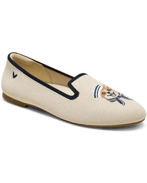 VIVAIA Audrey Round-toe Slip-on Embroidered Loafers - White
