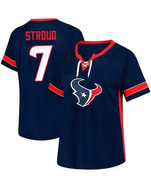 Fanatics C.j. Stroud Houston Texans Plus Size Name Number Lace-up T-shirt - Blue