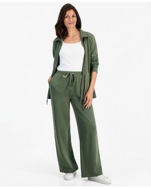 Style & Co. Petite Pull-on Drawstring Wide-leg Pants - Green