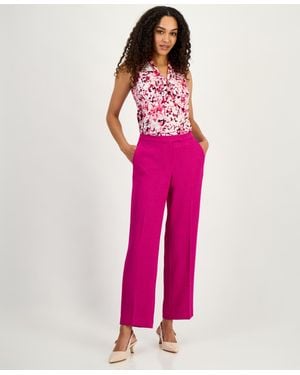 Kasper Claire Melange Straight Leg Pants - Pink