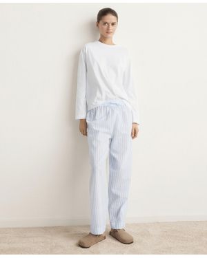 Mango Two-piece Cotton Striped Pajamas - White
